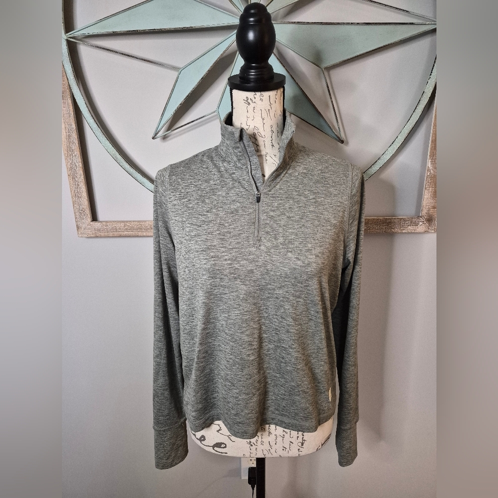 Vuori Crescent 1/4 Zip Cropped Pullover Gray - S - Picture 3 of 12